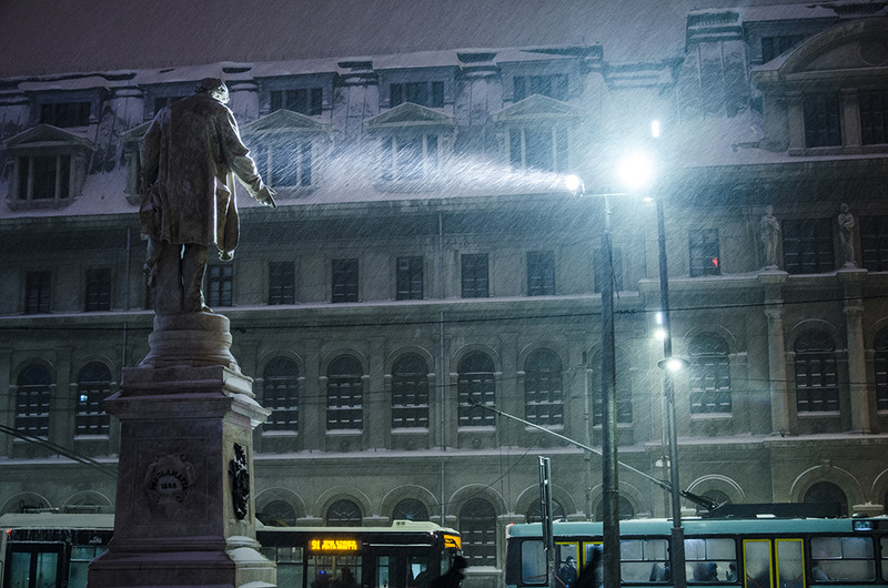 Universitate, prima ninsoare.